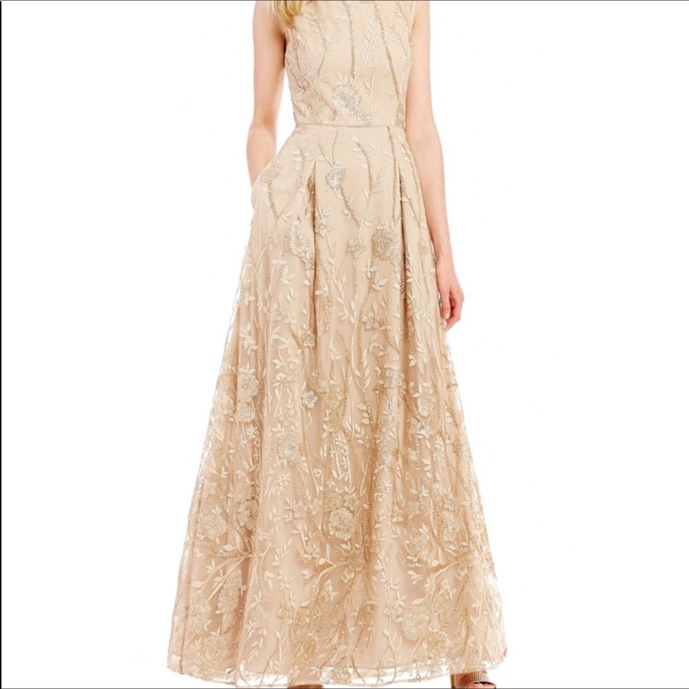 karl lagerfeld - floral embroidered formal dress